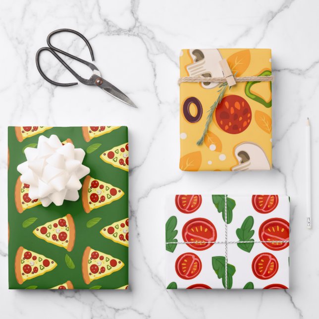 fun pizza food pattern Wrapping Paper Sheets (Front)
