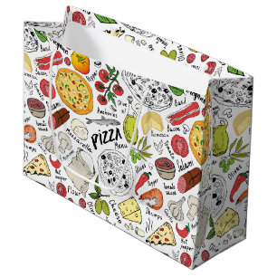 Fun pizza party pattern large gift bag