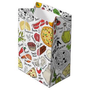 Fun pizza party pattern  medium gift bag