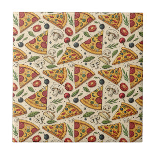 Fun Pizza Party Pepperoni Pizza Lover Food Pattern Tile