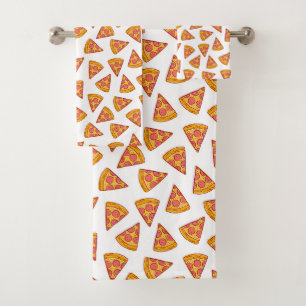 Fun Pizza Slice Pattern Bath Towel Set