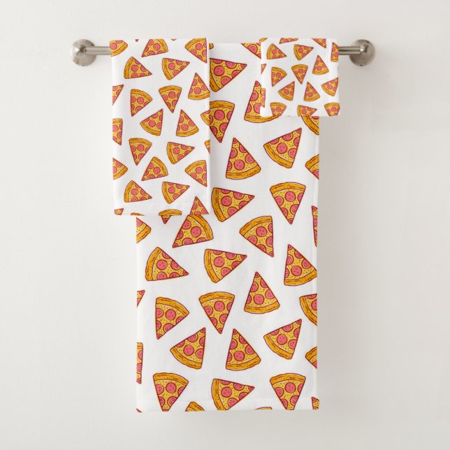 Fun Pizza Slice Pattern Bath Towel Set (Insitu)