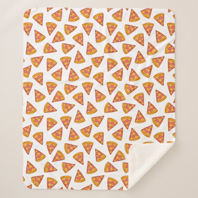 Fun Pizza Slice Pattern Sherpa Blanket (Front)
