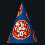Fun pizza theme Birthday party hats for kids<br><div class="desc">Fun pizza theme Birthday party hats for kids. Cute food design with custom text. Personalize with name and age. Trendy party supplies for children.</div>