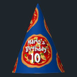 Fun pizza theme Birthday party hats for kids<br><div class="desc">Fun pizza theme Birthday party hats for kids. Cute food design with custom text. Personalize with name and age. Trendy party supplies for children.</div>