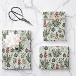 Fun Plant Lover Aloe Vera Plants Succulents Cactus Wrapping Paper Sheet