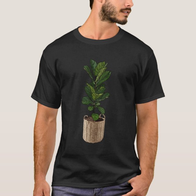 Fun Plant Mom Fiddle Leaf Fig In Wicker Basket T-Shirt (Front)