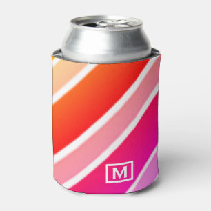 Fun Playful Striped Modern Art Cool Monogram Can Cooler