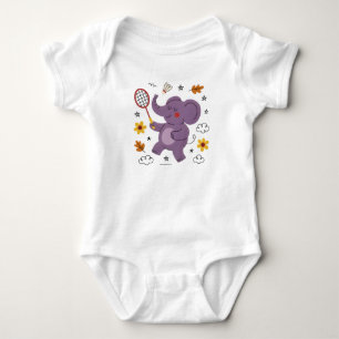 Fun playing baby elephant  bodysuit