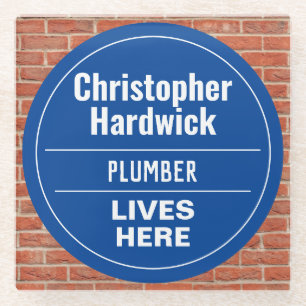 Fun Plumber Wall Plaque Style Glass Coaster