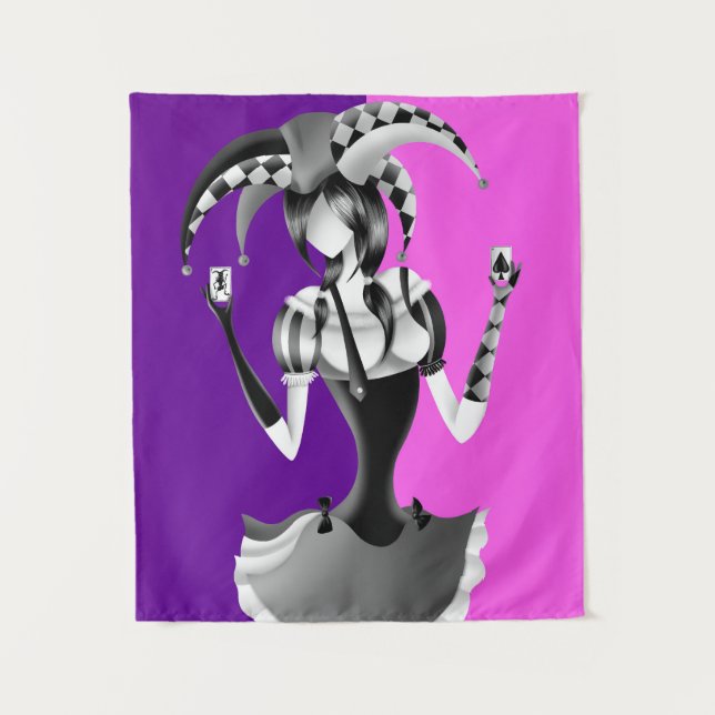 Fun Poker Playing Jester  Tapestry (Front)