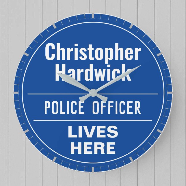 Fun Police Officer Wall Plaque Style Large Clock (Creator Uploaded)