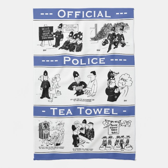 Fun Police Theme Cartoons on Official Kitchen Towel (Vertical)