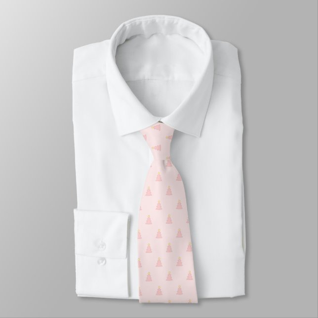 Fun Polka Dot Pattern Pastel Blush Pink Christmas Tie (Tied)
