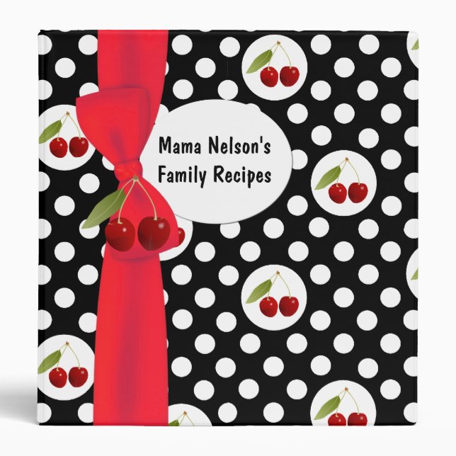 Fun Polka Dots & Cherries Recipe Binder (Front)