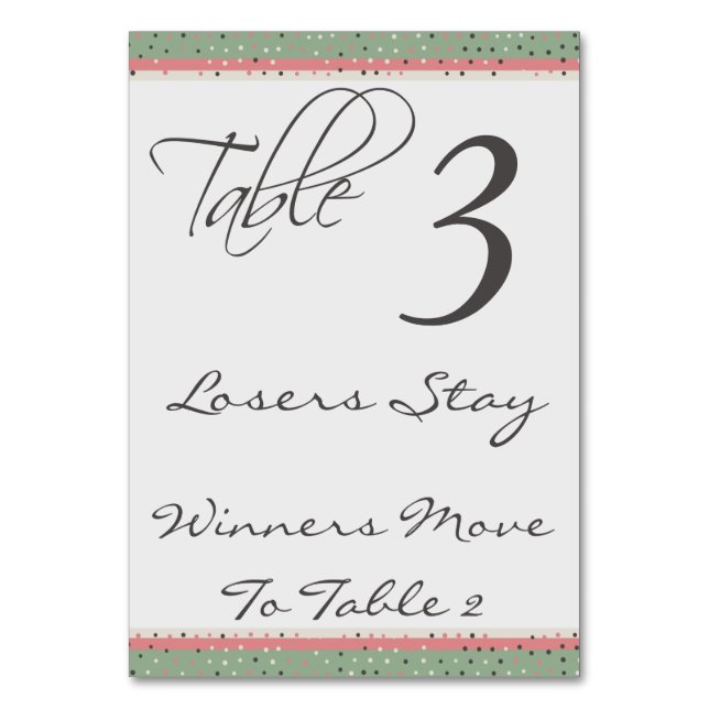 Fun Polka Dots Stylish Bunco Table Card #3 (Front)