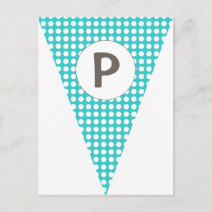 Fun Polkadot Teal Customizable Flag Bunting Postcard