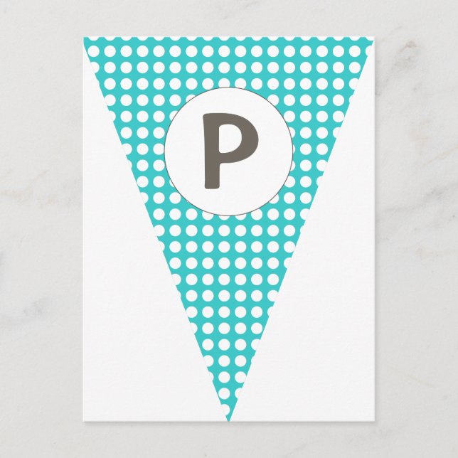 Fun Polkadot Teal Customizable Flag Bunting Postcard (Front)