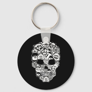 Fun Pomeranian Skull Dog Skeleton Halloween  Keychain