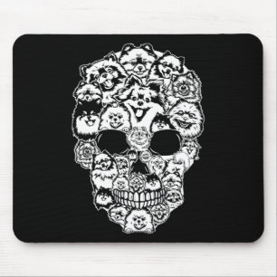 Fun Pomeranian Skull Dog Skeleton Halloween Mouse Pad