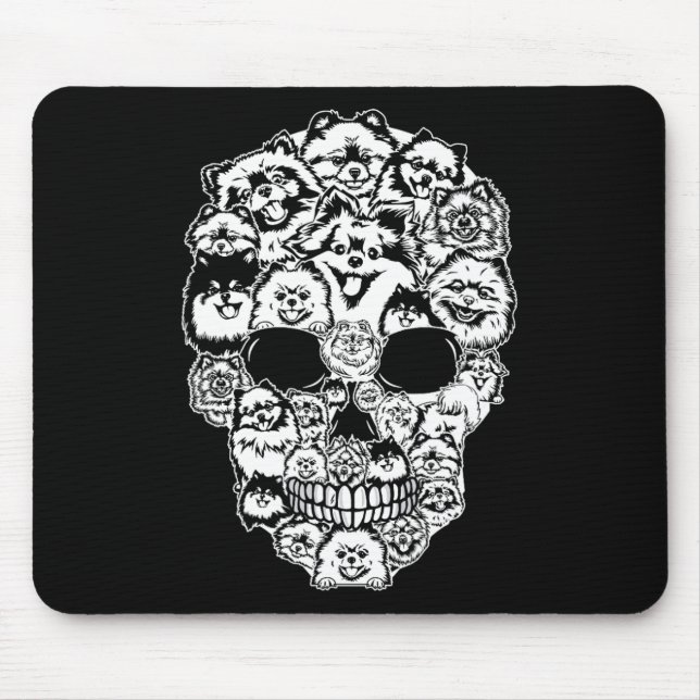 Fun Pomeranian Skull Dog Skeleton Halloween  Mouse Pad (Front)