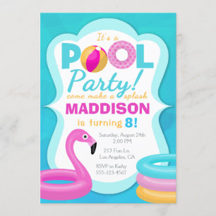 Fun Pool Party Inflatable Birthday Invitation