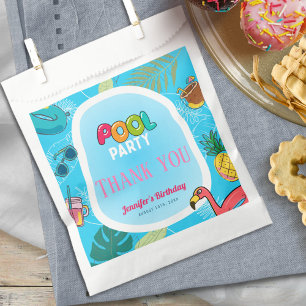 Fun Pool Party Palm Swimming Bday Thank You Favour Bag
