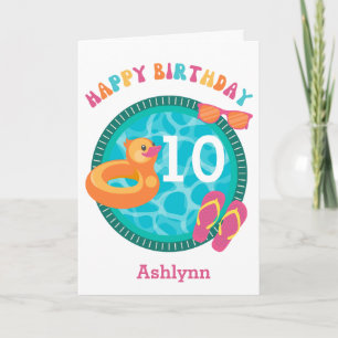 Fun Pool Summer 10th Birthday Card