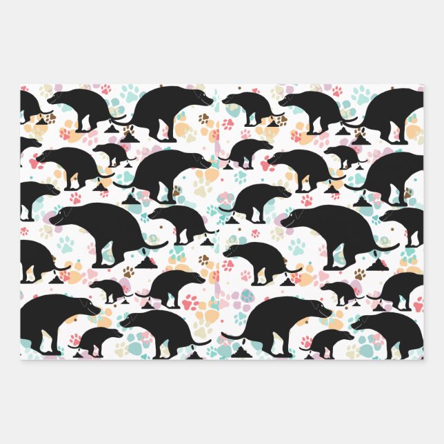 Fun pooping dog  wrapping paper sheet (Front)