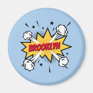 Fun pop art comic book style callout logo magnet