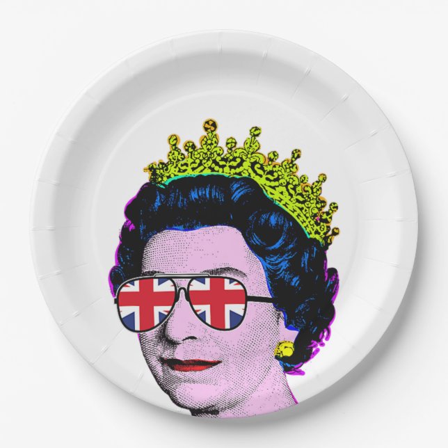 Fun Pop art HM Queen Party Paper Plates (Front)
