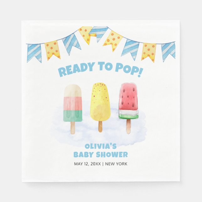 Fun Popcicle Ready To pop Ice Cream Baby Shower  Napkin (Front)