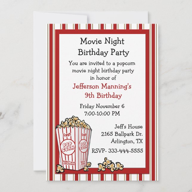 Fun Popcorn Invitation fête d'anniversaire (Devant)
