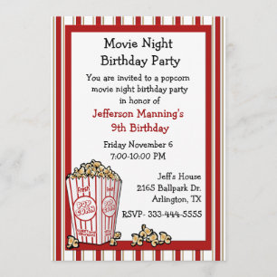 Fun Popcorn Invitation fête d'anniversaire