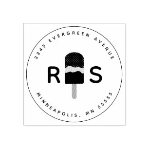 Fun Popsicle Personalized Monogram Rubber Stamp