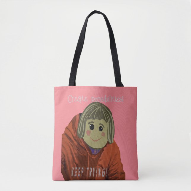 Fun Possibilities, Keep Trying, Multimedia Tote Bag (Front)