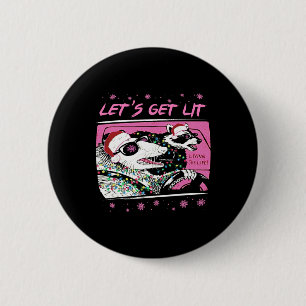 Fun Possum Raccoon Lets Get Trash Street Pink Chri 2 Inch Round Button