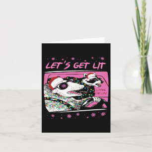 Fun Possum Raccoon Lets Get Trash Street Pink Chri Card