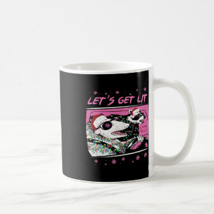 Fun Possum Raccoon Lets Get Trash Street Pink Chri Coffee Mug