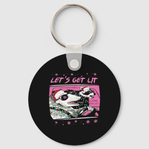 Fun Possum Raccoon Lets Get Trash Street Pink Chri Keychain