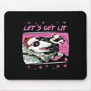 Fun Possum Raccoon Lets Get Trash Street Pink Chri Mouse Pad