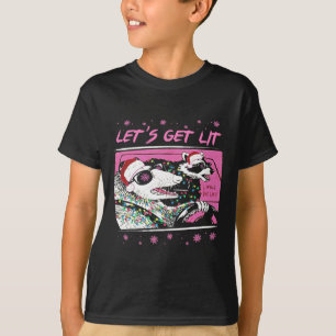 Fun Possum Raccoon Lets Get Trash Street Pink Chri T-Shirt