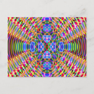 Fun Postcard, Psychedelic Trippy Red & Blue Design Postcard