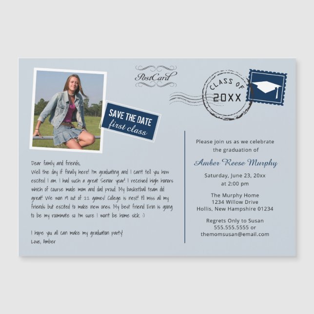 Fun Postcard Style Graduation Party Invitation (Front)