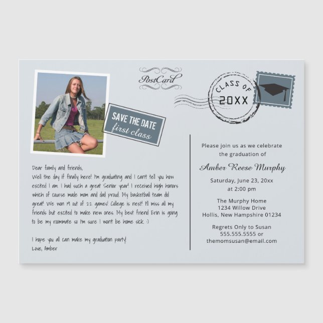 Fun Postcard Style Graduation Party Invitation (Front)