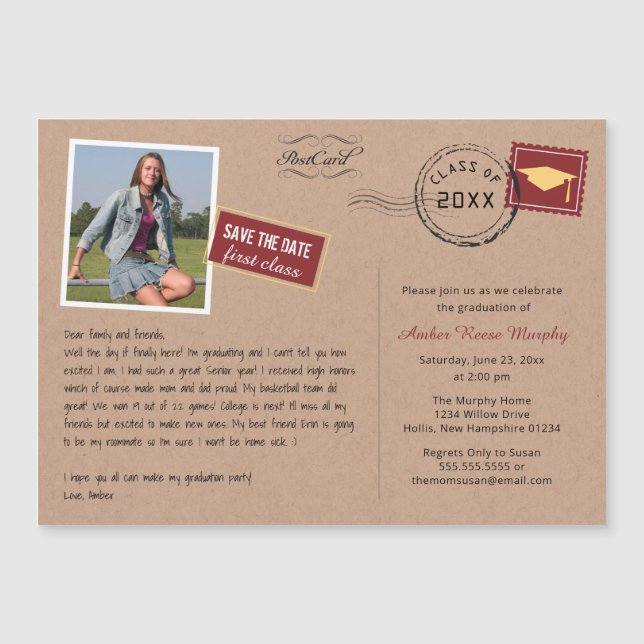 Fun Postcard Style Graduation Party Invitation (Front)