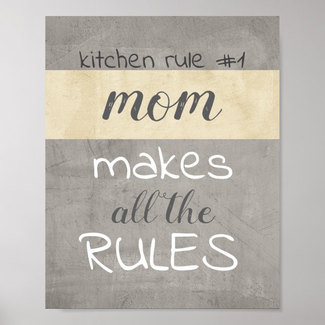fun poster kitchen quote humour grey and tan (Front)