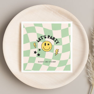 Fun Preppy Sage Green Y2K Retro Birthday Napkins