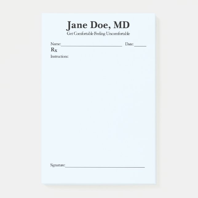 Fun prescription 4" x 6" Post It notes Blue (Front)
