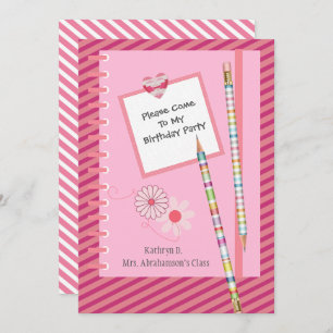 Fun & Pretty Classmate/School Birthday Invitation